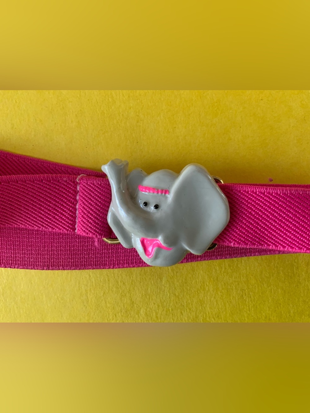 Vintage 80s Kids Pink Elephant Elastic Belt - Cute Kids Accessories